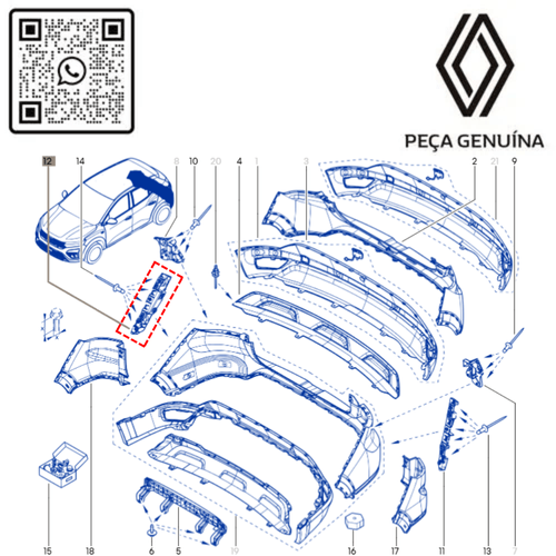 RN 48632R 850448632R SUPORTE DIR. DO PARACHOQUE TRAS. KARDIAN 4
